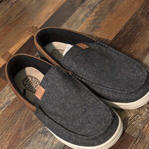 Hey Dude Men's Charcoal and Tan Slip-On Loafers